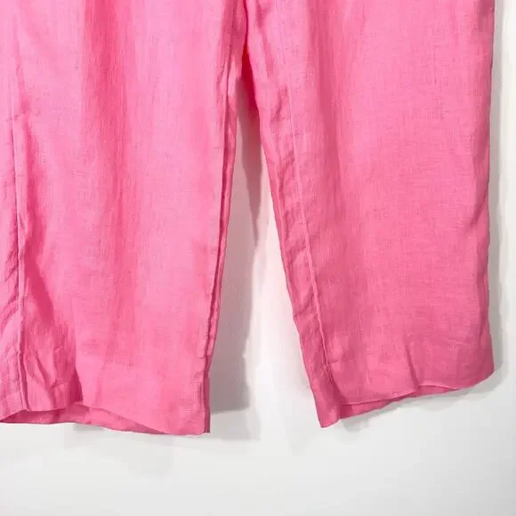 NWT J. Crew Ingrid Pants Linen Cropped Wide Leg | Pink Azalea | SZ 10 - Picture 5 of 9
